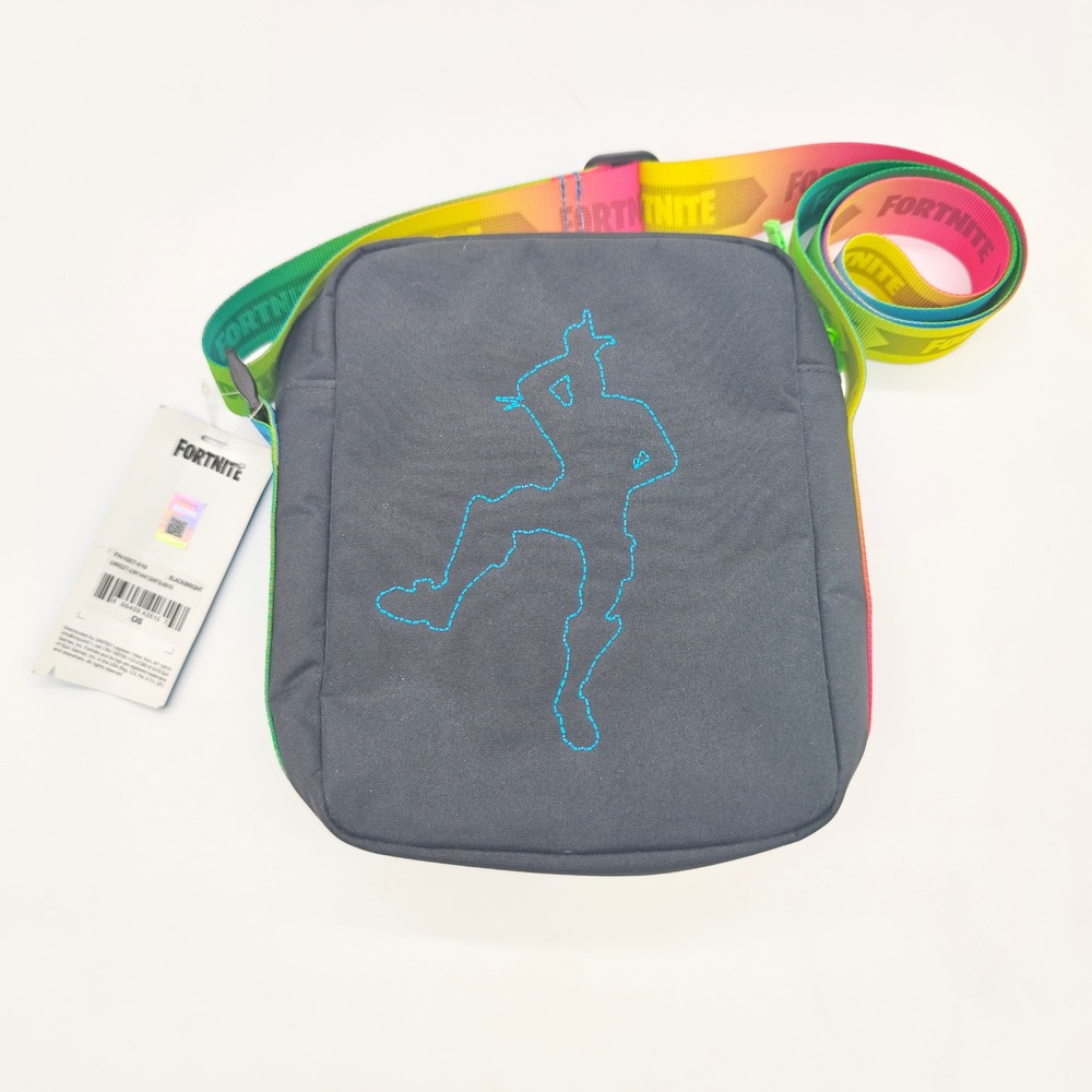 Fortnite Cross Box Bag Black Rainbow Strap Emote Silhouette FN1007-018 NWT